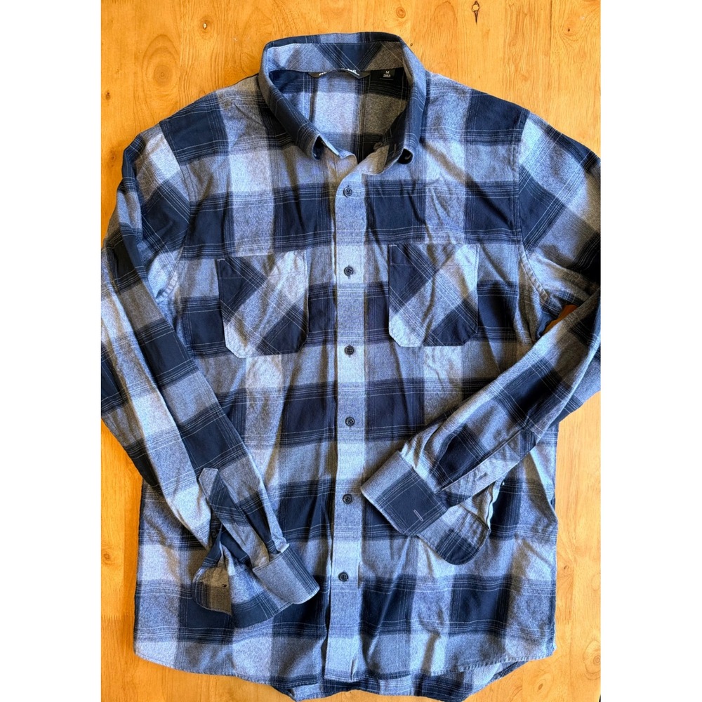 TravisMathew Mens Black Grey Plaid Flannel Button Down Shirt Medium M 425